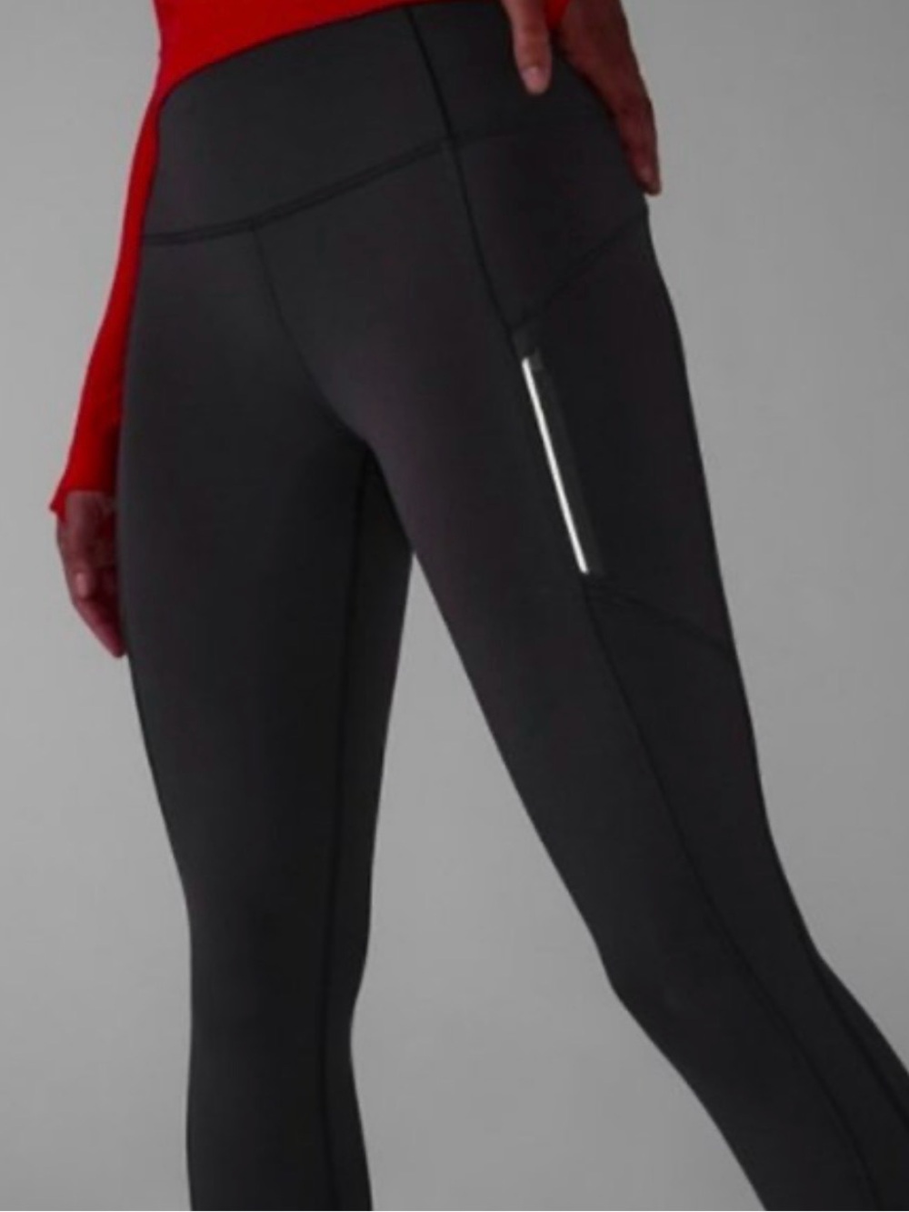 Athleta Rainier Tight Black Reflective Pocket Leggings Size Small